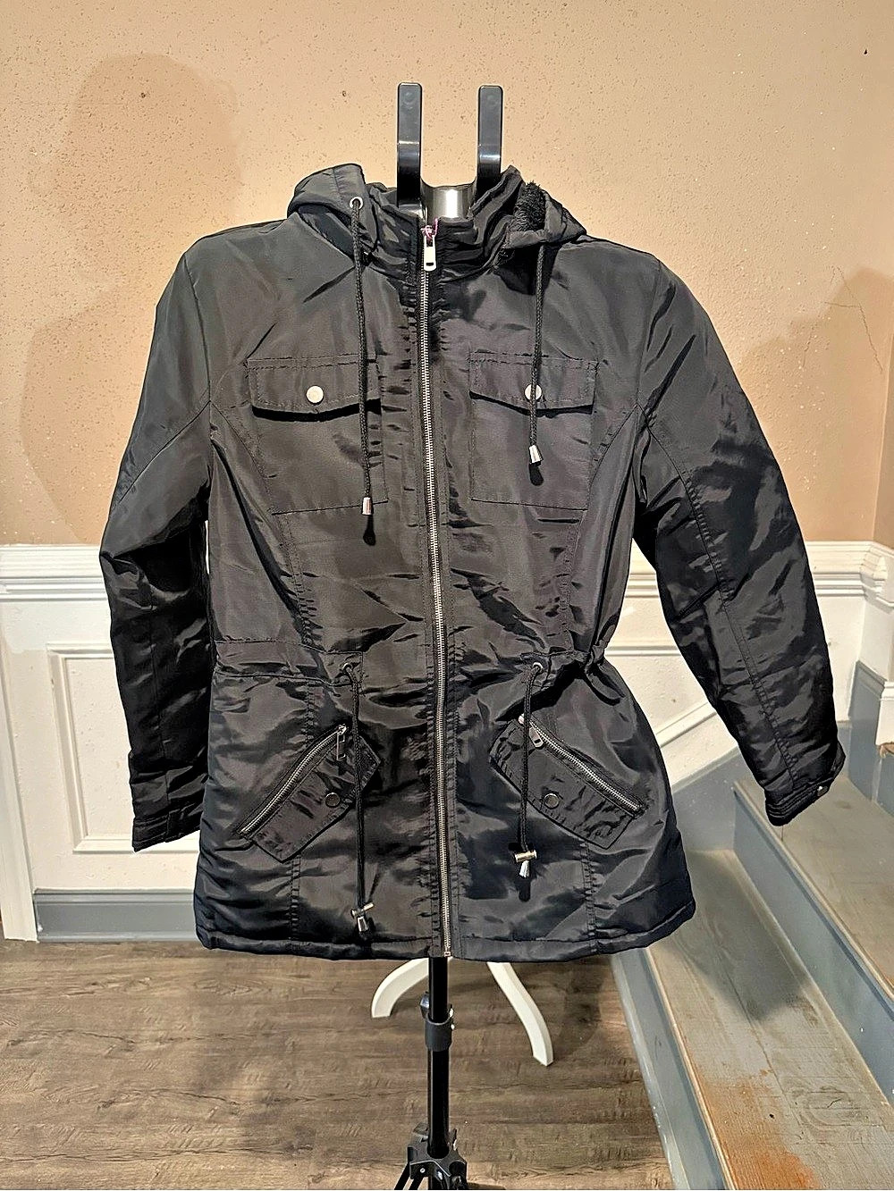 Danesi Black Hooded Jacket Size M NWT